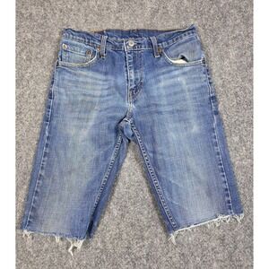Levi's 527 Denim Shorts Mens 30 Blue Cut Off Raw Frayed Hem Low Rise Jean Shorts